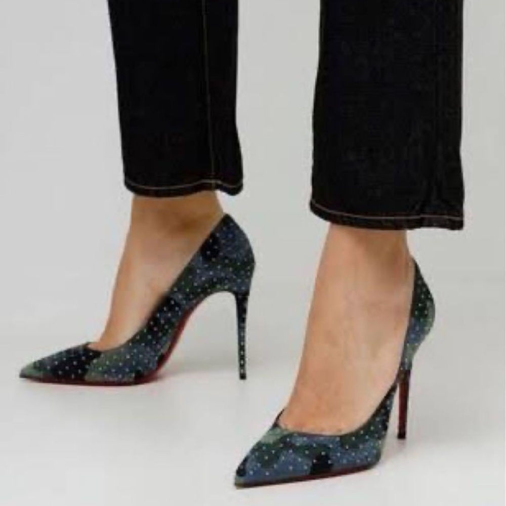 Christian Louboutin Kate plume suede pumps heels camo 35.5 - Picture 12 of 13